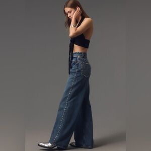 NWT House of Harlow 1960 Studded Wide Leg Jeans